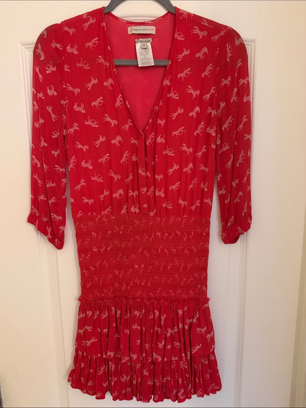 Paul & Joe Red Mini Dress with White Motif